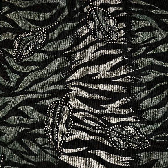 Vtg Christina Hope Sweater Animal Print + Leaves Metallic Accent Faux Fur Collar - Picture 4 of 4